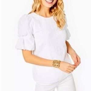 Lilly Pulitzer Lailah Eyelet Top In Resort White